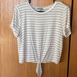 Striped white tie t shirt
